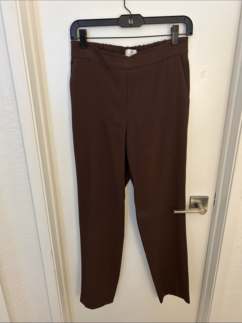 Babaton Chocolate Brown Straight-Leg Pull-On Pants